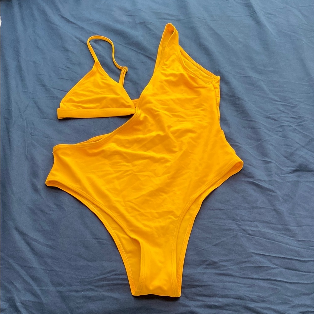 Golden Yellow One-Piece Swimsuit
